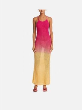 Sunset Ombre Crochet Maxi Cover-Up in Pink and Yellow